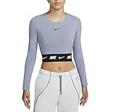 Nike Cropped Tape Women Longsleeve Langarmshirt (M, Slate/Black)