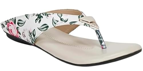 Image of KM Footwear Women and Girls Fashion Flats Sandals Fashion Casual Stylish Decent Trendy Flower Printed Sandals Slippers Footwear Chappal
