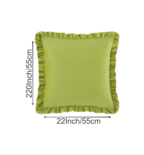 Image of Amazon Brand - Umi Velvet Green 22x22 Pillow Covers, Set of 2 Decorative Ruffle Cushoin Pillow Covers for Sofa Couch