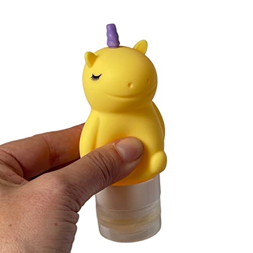 Yumbox Silicone Mini Squeeze Bottles (Set of 3 - Unicorn): Leakproof Condiment Squeeze Bottles, Sauce containers for lunch box, salad dressing bottles with flip cap, easy fill and clean.