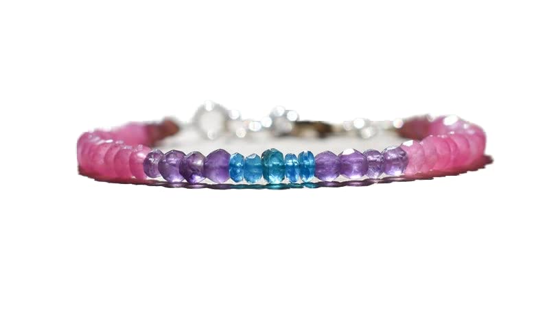 Bracelet en saphir rose et améthyste de haute qualité en argent 925