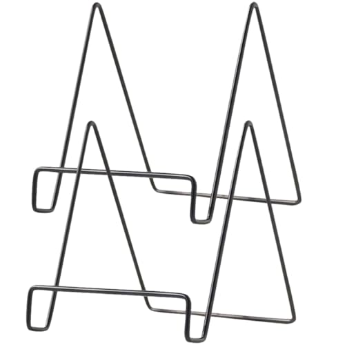 OFFIGAM Soporte Metálico Negro Pequeño para Cuadros y Platos Exhibidor de Arte Multiusos Soportes para Marcos y Tableros Decorativos 2 Piezas para Uso en Hogar y Oficina