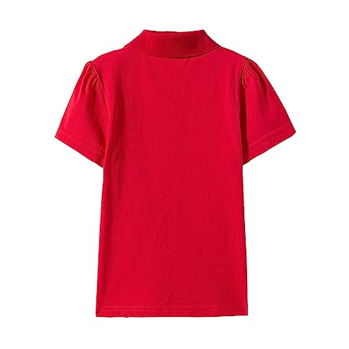 Image of Mud Kingdom Girls Short Sleeve Ruffle Pique Polo Uniform Top Stretch Lightweight