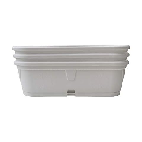 Garden 4You, Gerber, Plastic Window Box, Flower Trough, Planter with Saucer , 20-35-50cm, Set of 3 (white,50) Cover
