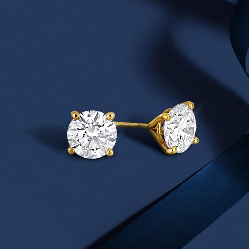 Image of Lab-Grown Diamond Stud Earrings With Unique laser engraved Diamond ID, Set In Platinum, White Gold or Yellow Gold - D Color, VVS2 Clarity, IGI Certified Lab-Grown Diamonds - Available in 1 to 5 CTTW