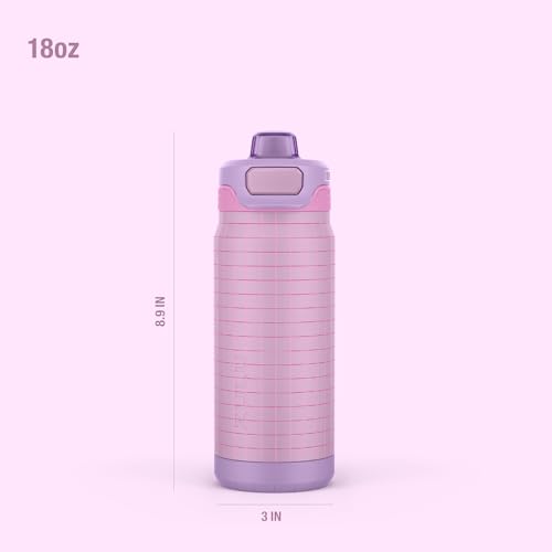 Image of ZULU Powerfill Pro 18oz Kids Stainless Steel Water Bottle with Quick Fill Lid, Triple Wall Vacuum Insulated, Leak Proof Locking Lid, Sip & Chug, Reusable, BPA Free, Dishwasher Safe, Grape Grid