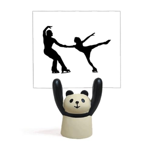 Support mémo éducation physique joueur de patinage panda figurine décoration de bureau à pince