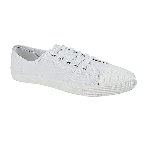Dek Mens 5 Eye Soft Canvas Plimsol Shoe Size 11 White