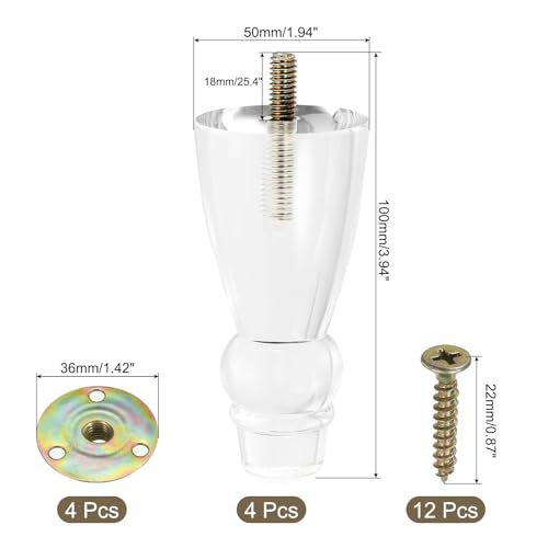 Uxcell A24010300UX1428 Acrylic Furniture Legs 4 Inch Set Of 4 thumb #1