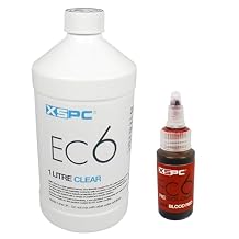 XSPC EC6 Clear Premix PC Coolant 1000mL and ReColour Dye 30mL Bundle, Blood Red