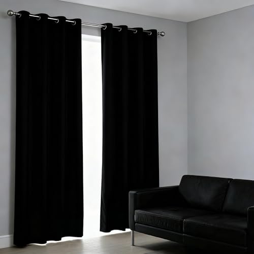 WUXXIANG Tende Oscuranti per Interni 60 x 230 cm Isolante per Freddo e Caldo, Termiche Isolanti, Fonoassorbenti, Moderna, Tinta Unita Tendine Termiche per Finestre e Porte, Cucina, Nero