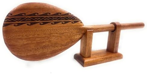 Tikimaster Trophy Koa Paddle 18 inch Etched Tapa Design with Stand | #koa777tr02