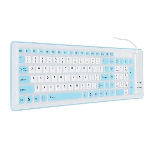 Foldable Silicone Keyboard,USB Wired Silicone Keyboard,103 Keys Waterproof Rollup Keyboard,Soft Touch Keyboard for PC,Laptop,Notebook(Blue)
