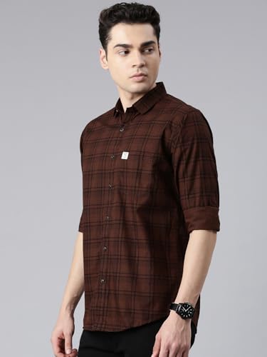 Image of Majestic Man Men's Comfort Slim Fit Pure Cotton Opaque Checked Casual Shirt
