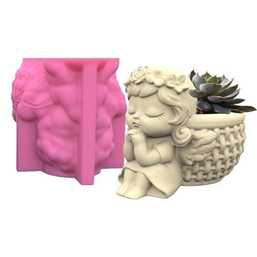 Lovely Girl Concrete Flower Pot Silicone Mold Succulent Planter Vase Pen Holder Cement Clay Mold Plaster Epoxy Resin Mould