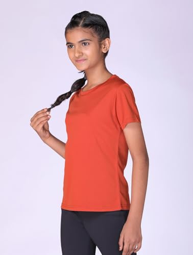 Image of Girls Active Sports Wear Solid Skinny Fit Leggings and T-shirt Polyester Set /Sets For Multi-Sports Gym Yoga Dance Gymnastics & Running(4 TO 14 YRS)