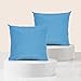 Viste Tu Hogar Pack 2 Fundas de Cojin sin Volante 60x60 cm, Algodón y Poliéster, para Decoración de Hogar en Color Azul Claro Liso.