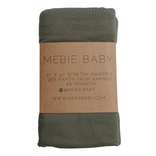 Mebie Baby Olive Stretch Swaddle, Modern and Neutral Swaddle Blanket for Baby Girl or Boy, Soft Baby Blankets, Newborn Swaddle Blanket, 0-3 Month, Comfy Wrap, Baby Essentials & Gifts (47" x 47")