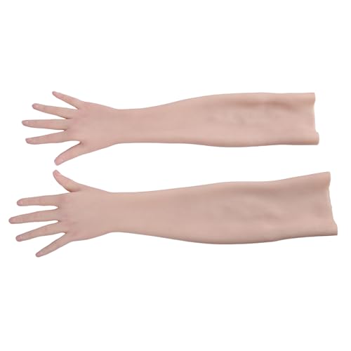 EQAIWUJIE Realistic Silicone Gloves for Crossdressers or prosthetics Soft Silicone Gloves Fake Female Hand (A Pair White)