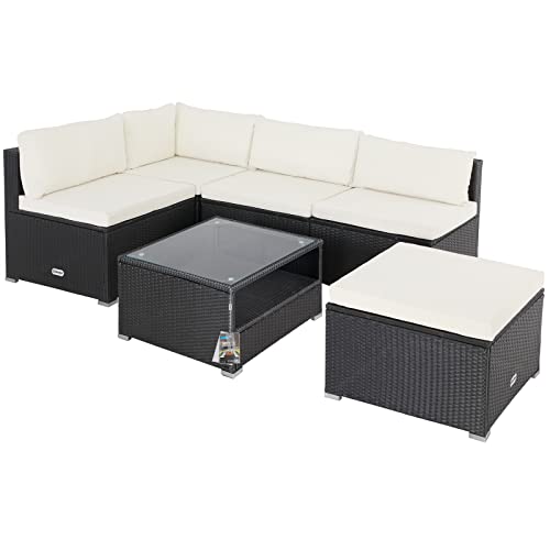 CASARIA Conjunto XL Muebles Jardín Lounge Poliratán Acero 5 Pers Mesa Cojines Lavables Intemperie