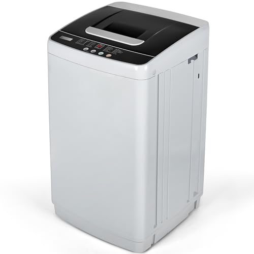 Euhomy 1.03cu.ft Portable Washer, 8.8LBS Capacity Small Portable Washing Machine with 10 Programs 5 Water Levels, Drain Pump and LED Display,Compact Washer for Apartments, RVs, Homes, Light Gray