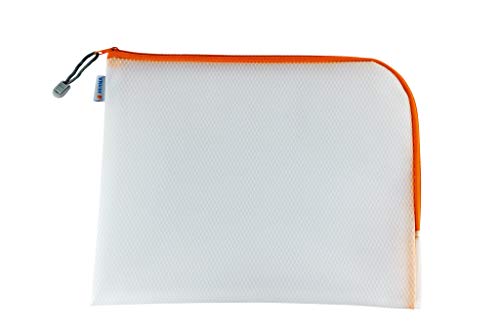 HERMA 20018 Pochette à documents A4 avec fermeture éclair (36 x 28 cm) grande pochette transparente à fermeture zip pour documents, dossiers, jouets, sac de rangement, orange