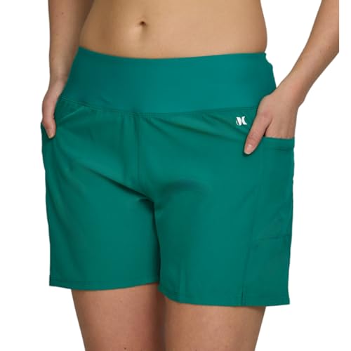 Image of Hurley 5 inch /7 inch High Waisted Swim Shorts Women, Board Shorts with Pockets & Inner Liner, Quick Dry Swim Trunk, UPF 50+