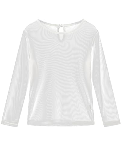 Image of Noomelfish Girls Lace Layering Tops Sheer Mesh Tee Shirts Blouse (5-12 Years)