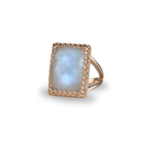 Intricate Moonstone Ring - Lace Setting Vintage Rings, Gemstone Rings, Statement Rings - Large Custom Crystal Ring - Handmade Birthstone Jewelry for Fashion - Customizable Size Cover