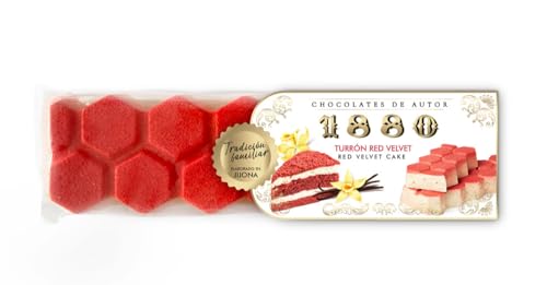 1880 - Turrón Chocolates de Autor Red Velvet,200g, Textura Cremosa, Recubierto de una Capa de Chocolate Crujiente, Calidad Suprema, Ingredientes Nobles, Sabor Auténtico, El Turrón más Caro del Mundo