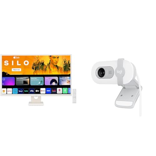 Image of LG 32SR50F Smart Monitor (32 inch, 80cm), FHD IPS Display (1920 x 1080) with webOS, Work & Play Smarter, ThinQ Home Dashboard, AirPlay 2 + Screen Share + Logitech Brio 100 Full HD 1080P Webcam
