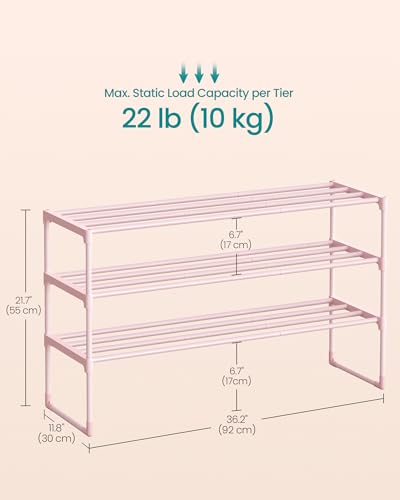 Image of SONGMICS Shoe Rack, 3-Tier Shoe Organizer, Metal Storage Shelf