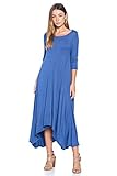 12 Ami Solid 3/4 Sleeve Pocket Loose Maxi Dress (S-3X) - Made in USA