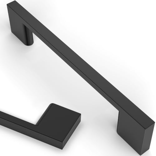 Image of 10 Pack 5 Inch(128mm) Cabinet Pulls Matte Black Kitchen Cabinet Handles Zinc Alloy Drawer Pulls Solid Cabinet Hardware