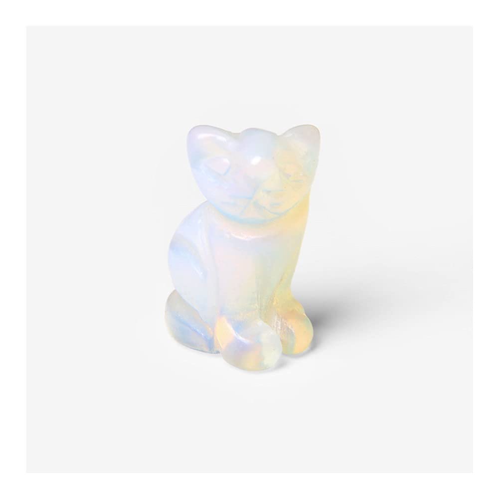 SnamicE Natural crystal rough 1PC Cat Eagle Statue Lucky Natural Carving Crystal Stone Animals Figurines Stone Decoration Gifts Crafts,7.opal Cat