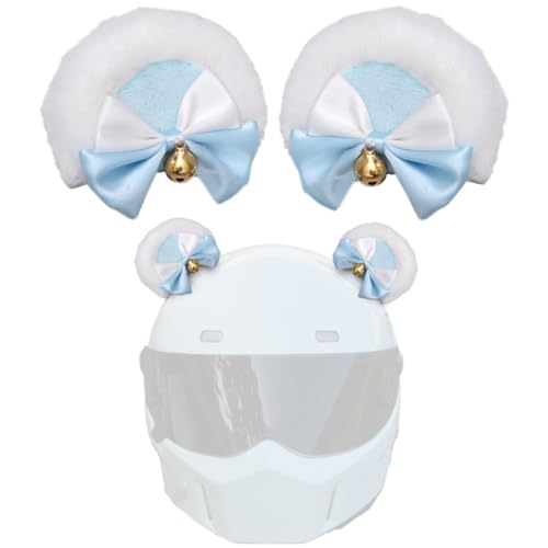 2 PCS Simple Bear Ears Helmet Decor Helmet Horns Helmet Accessories for Ski Motorcycle Snowboard Helmet White Blue
