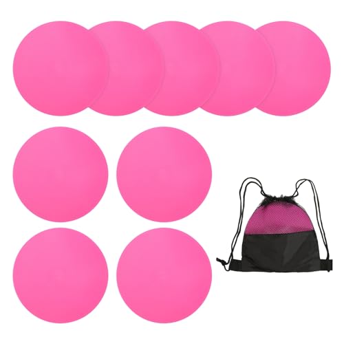 YELARXI Spot Markers, Poly Spot Marker for Agility Training Floor Dots Non Slip Flat Field Cones 9 Pcs & 9 in & Pink-for (Soccer/Speed Training/Gaming/Basketball/Dance Practice)