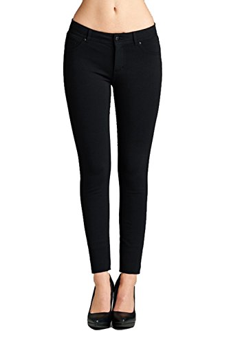 Active USA 5 Pockets Skinny Ponte Pants  Large ,Black - Thumbnail 2
