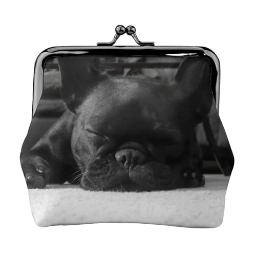 Portamonete leggero con stampa di bulldog francese, portafoglio minimalista per corse di caffè e uscite locali, Nero , Taglia unica, Portamonete