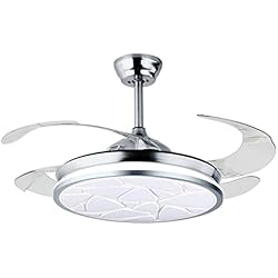 Lampara Ventilador Selene BEL AIR HOME - Ventilador de Techo MARTE con Motor DC y Aspas Desplegables con Luz Led 36W (3000K, 4000K, 6500K) Con Mando a Distancia Incluido (CROMO)