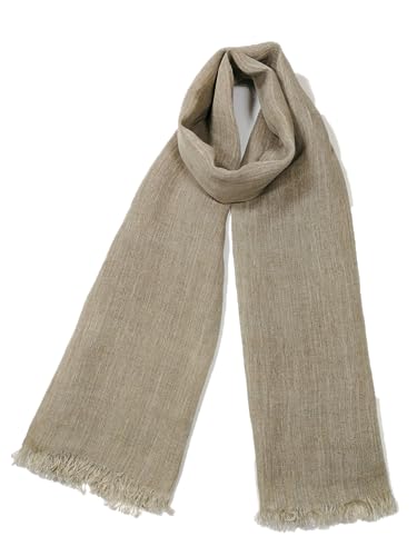 Image of Shanlin Unisex Natural Color 100% Linen Scarves for Men and Women