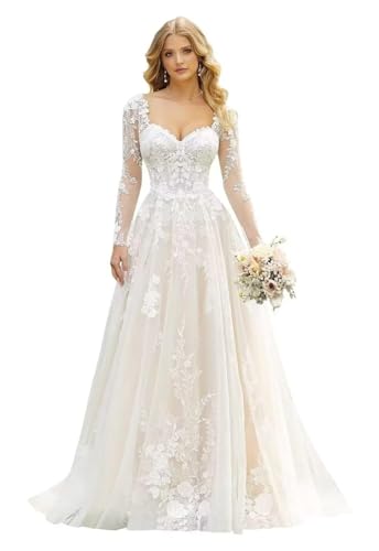 Women's A Line Wedding Dresses for Bride 2025 Beach Wedding Dress with Train RWD001