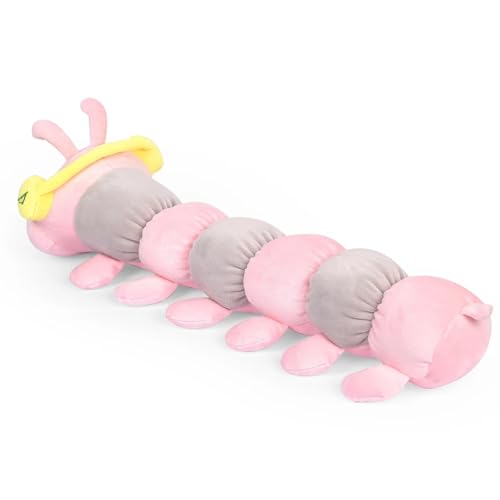 Image of 45cm Headphone Caterpillar Soft Toy Plush for Kids | Crawler Soft Toy for Kids, Home & Car Decoration | Cuddly Birthday Gift | Decorative Plush Toy (Pink Caterpillar)