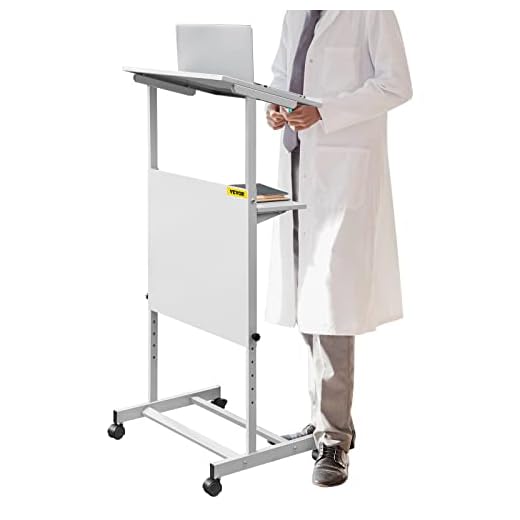 VEVOR Atril Podio de Presentación 103cm-135cm Podio Atril 58,4 x 40 cm Podio Móvil de Pie Regulable en Altura Profesional con Superficie Lectura Escritorio Móvil Escritorio de Pie Atril Móvil de Pie