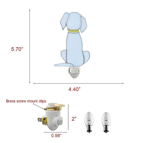 Image of CHEZBABY Stained Glass Night Light Plug into Wall Lamp Decorative Accent Nightlight for Hallway Bedroom Bathroom Kitchen Home Decor(Labrador)