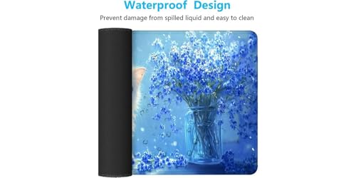 Mousepad grande de 900x400x3mm con diseño de gato y florero D1-848 7