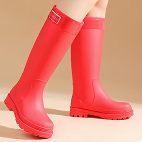 MODSGUE Damen Gummistiefel Wasserdichter Regenstiefel Gummi Stiefel Gartenschuhe Schlupfstiefel Rain Boots Regenschuhe Mode Glitzer Gummistiefeletten Einfarbig Bequem Arbeitsstiefel