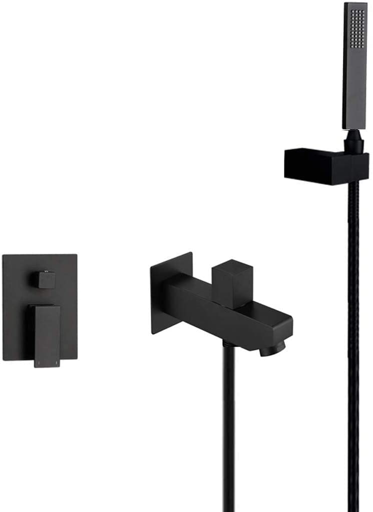 Tub Taps, Matte Black Brass hot and Cold Water Concealed Wall Mounted, B(B)