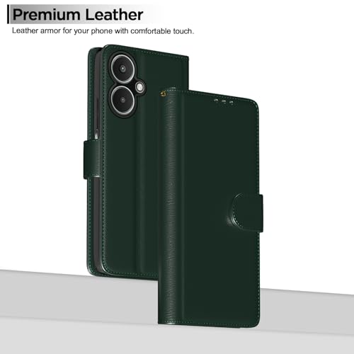 Image of Pikkme Flip Cover for Redmi 13C 5G | Leather Finish | Shockproof with Card Pockets & Wallet Stand | Ultimate Protection Case (Green)