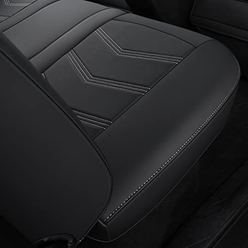 Image of LUCKYMAN CLUB Tacoma Custom Seat Covers M9 Full Set, Fit 2005-2023 Tacoma Double /Crew Cab SR SR5 TRD Sport TRD Off-Road PreRunner Trims, with Waterproof Faux Leather (Full Set, Black-Gray)